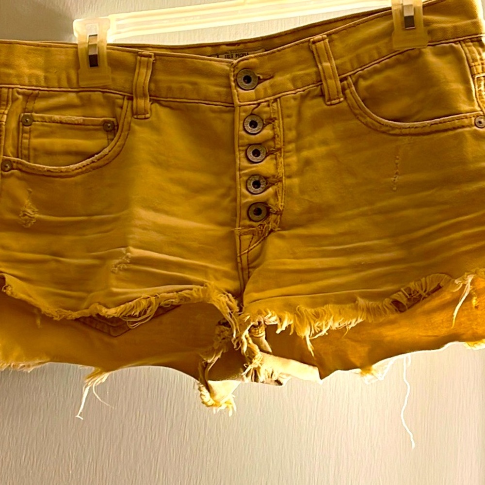 Free People NWOT Tan Shorts size 26 button-fly high-low